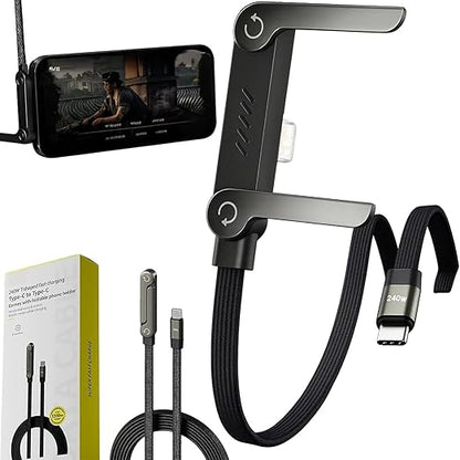 2 in 1 usb c cable fordable phone stand  240W Fast Charging Cable